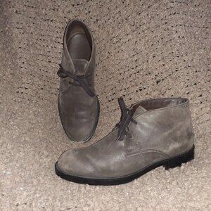 TOD’S-Gray/Brown Oiled Leather/Nubuck-Desert-Chukka Boots-UK 6.5-7 Men-8.5 Women